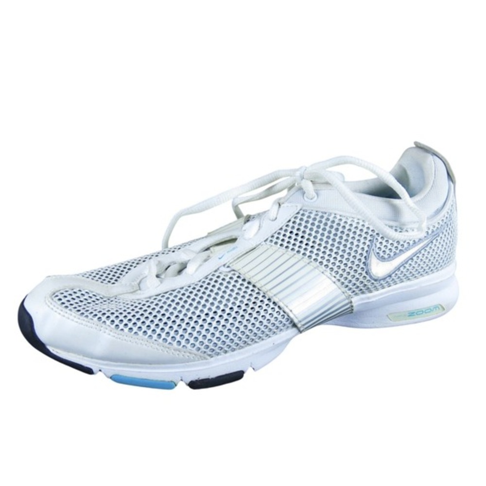 Nike Women 8 White Silver Mesh Lace Up Zoom Training Sneaker Lightweight Vintage